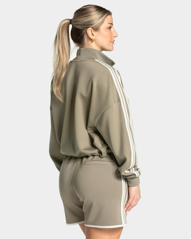 Club Cropped Zip Jacke "Khaki"