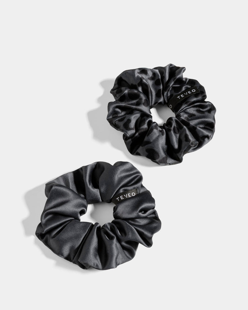 Contrastline Scrunchies (2er-Pack) ''Leo - Schwarz''