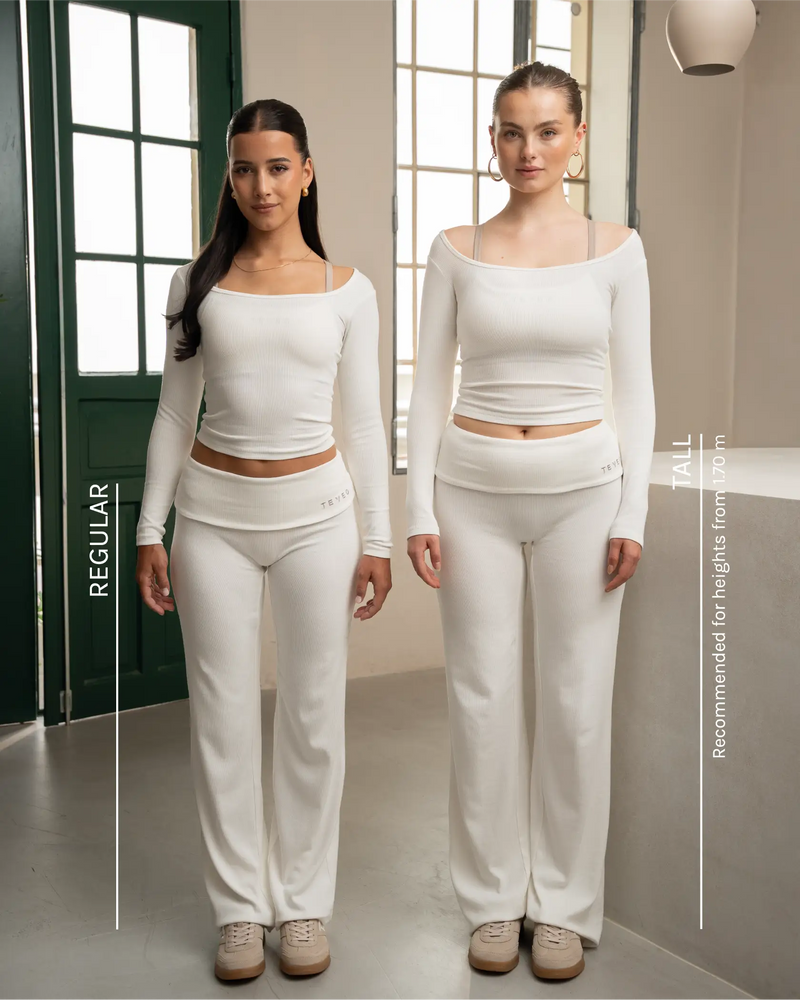 Soft Ribbed Foldover Straight Leg Pants Regular ''Schwarz''
