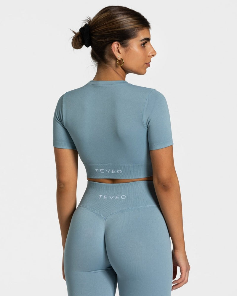 Sensation Crop Top "Stahlblau"