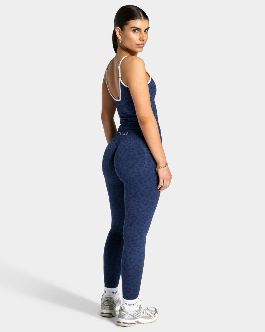 Contrastline Sculpt Scrunch Leggings "Leo Dunkelblau"