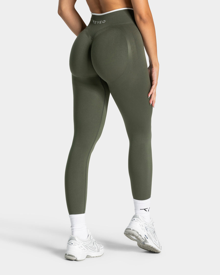 Contrastline Sculpt Scrunch Leggings "Khaki"