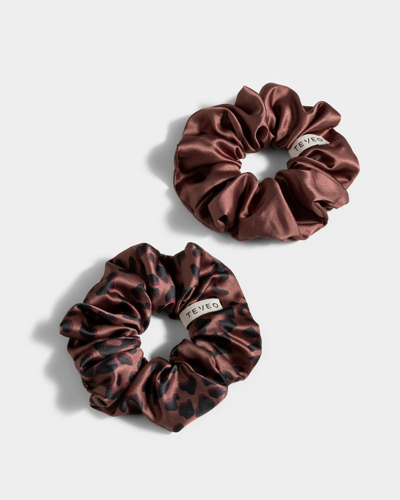 Contrastline Scrunchies (2er-Pack) ''Leo - Espresso''