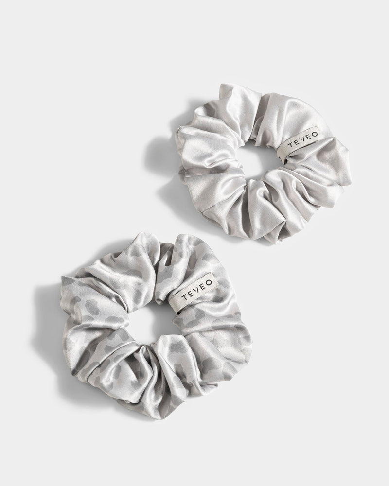 Contrastline Scrunchies (2er-Pack) ''Leo - Hellgrau''