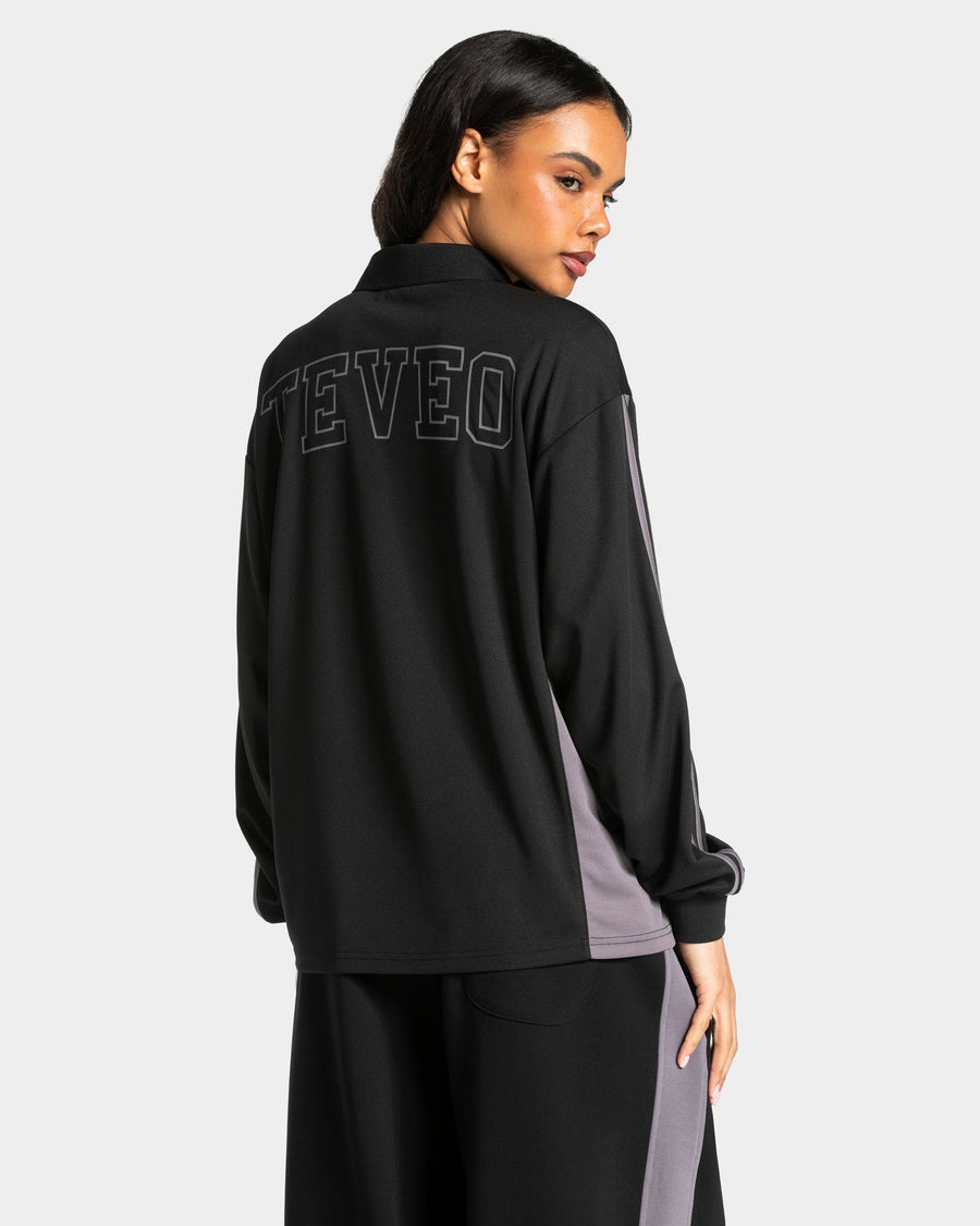 Football Polo Longsleeve "Schwarz"