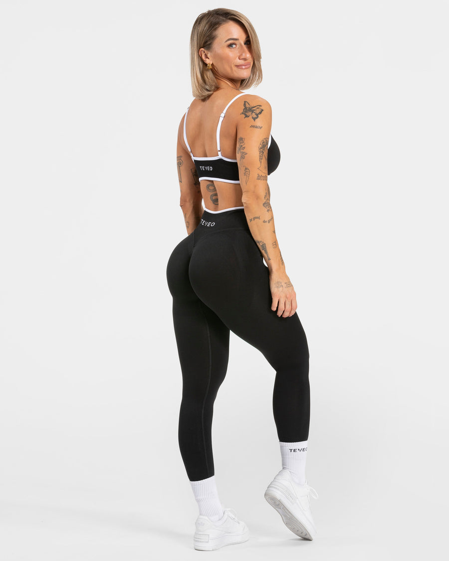 Contrastline Sculpt Scrunch Leggings "Schwarz"