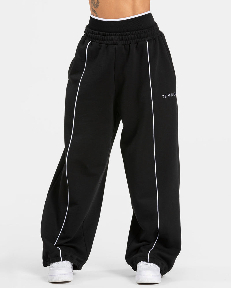 Contrastline Wide Leg Jogger "Schwarz"