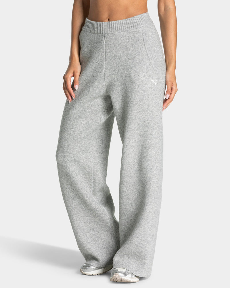 Knit Straight Leg Pants "Grau Meliert"