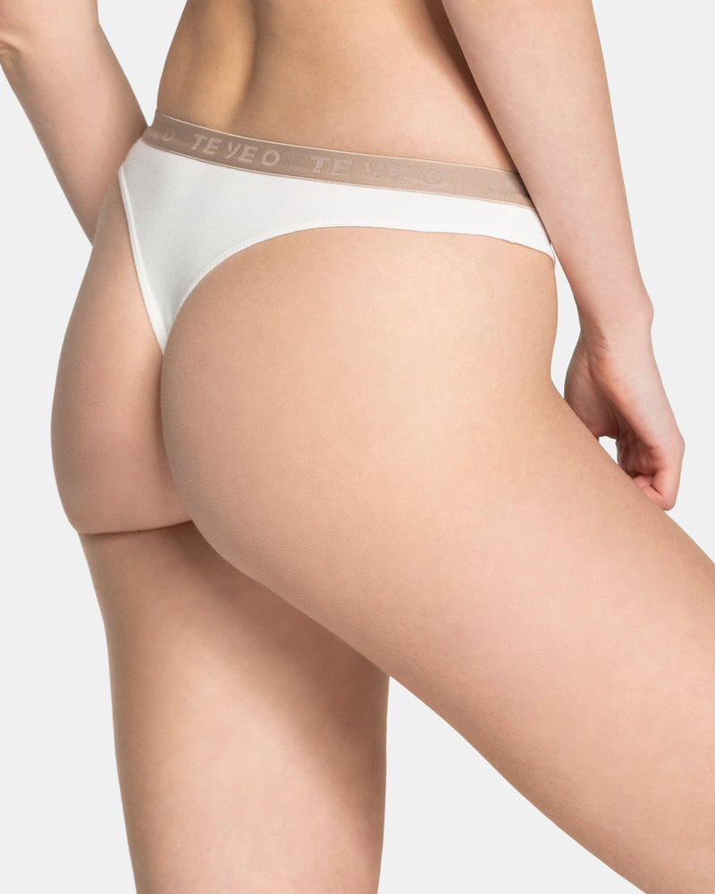 Soft Ribbed Tanga "Off White"
