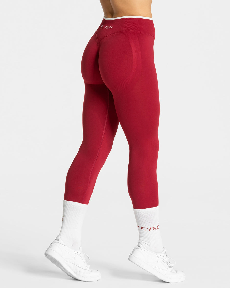 Contrastline Sculpt Scrunch Leggings "Cherry"