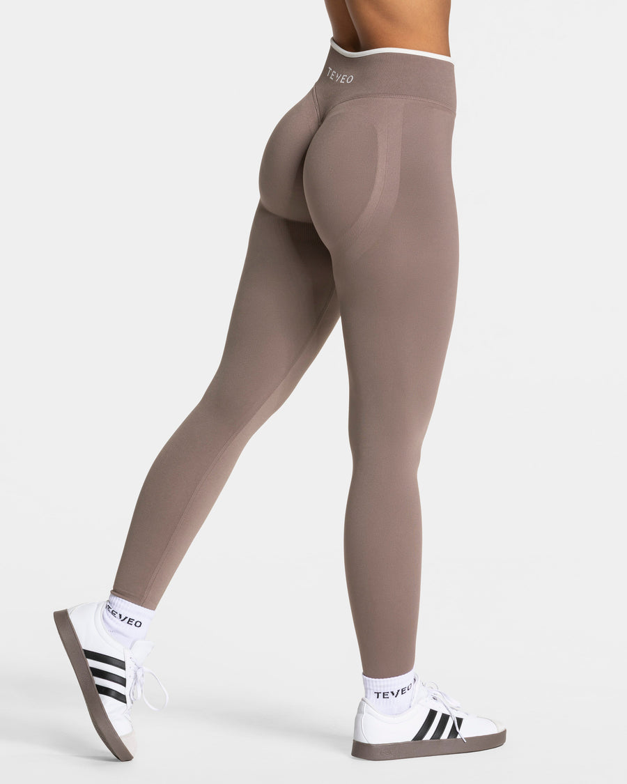 Contrastline Sculpt Scrunch Leggings "Mokka"