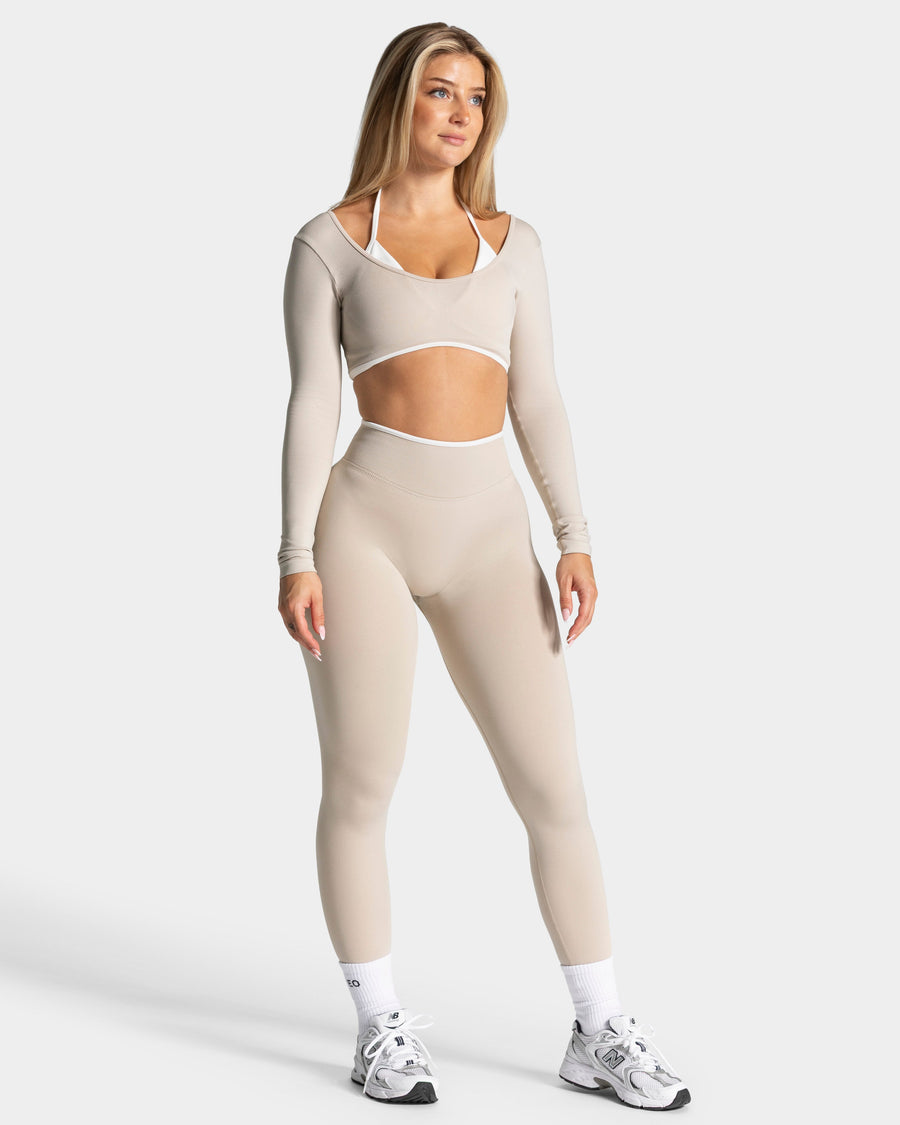 Contrastline Sculpt Scrunch Leggings "Cream"