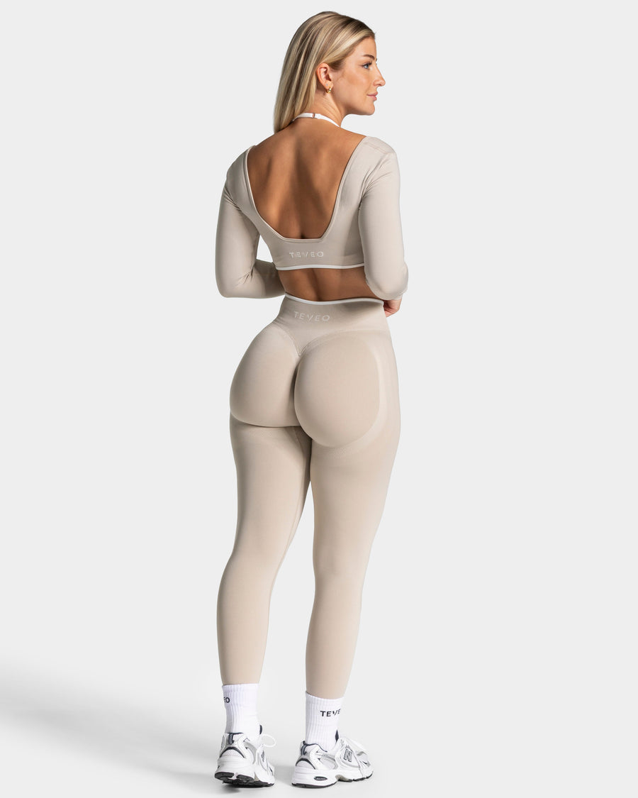 Contrastline Sculpt Scrunch Leggings "Cream"
