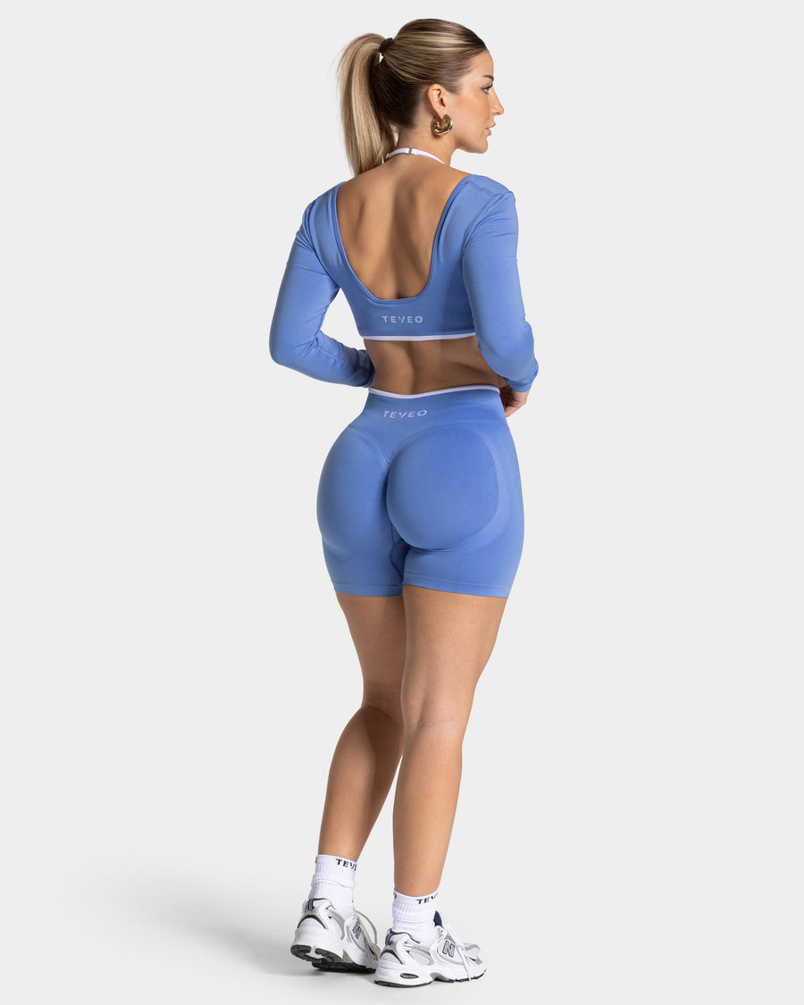 Contrastline Sculpt Scrunch Shorts "Azure"