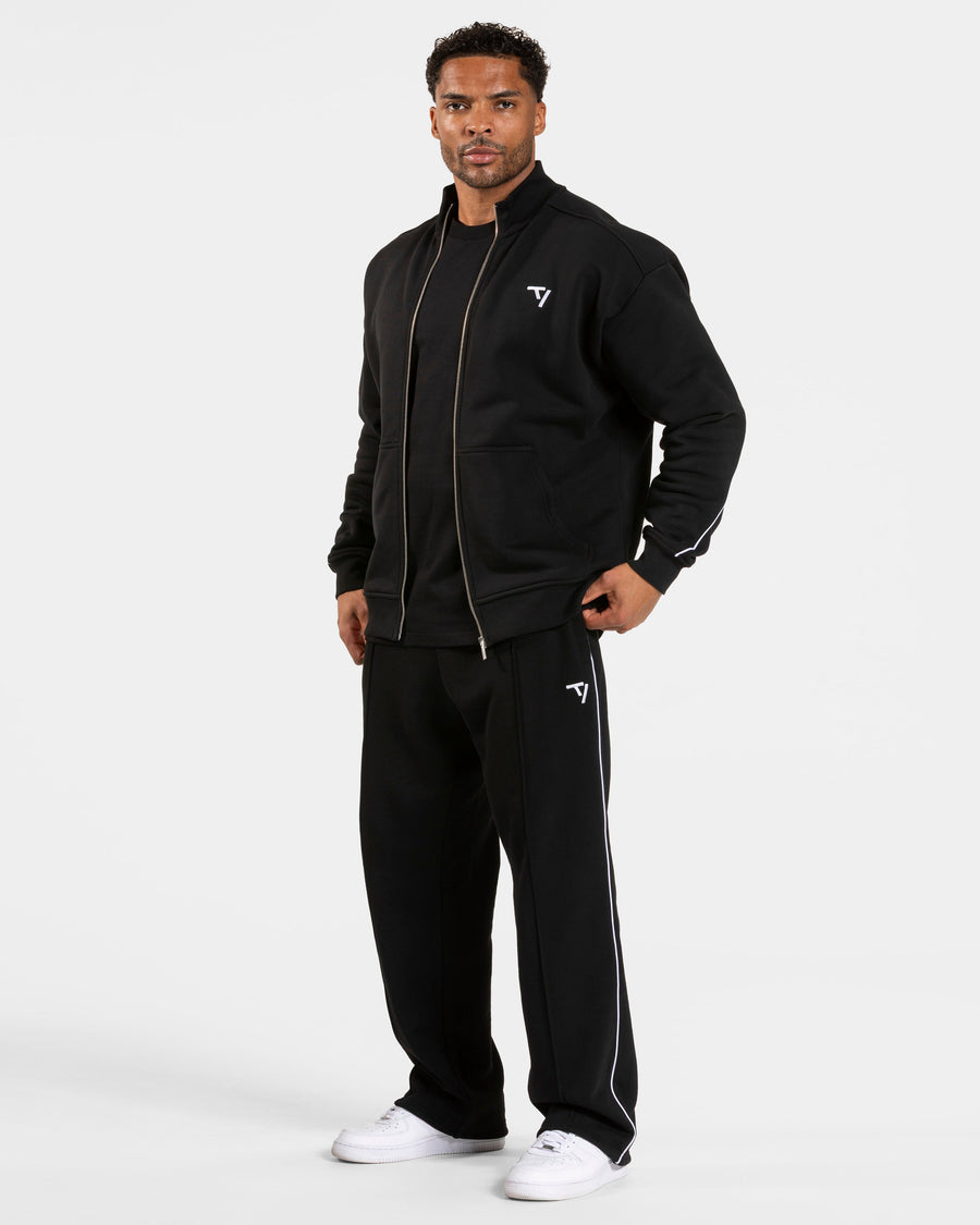 Contrastline Zip Sweater "Schwarz - Weiß"