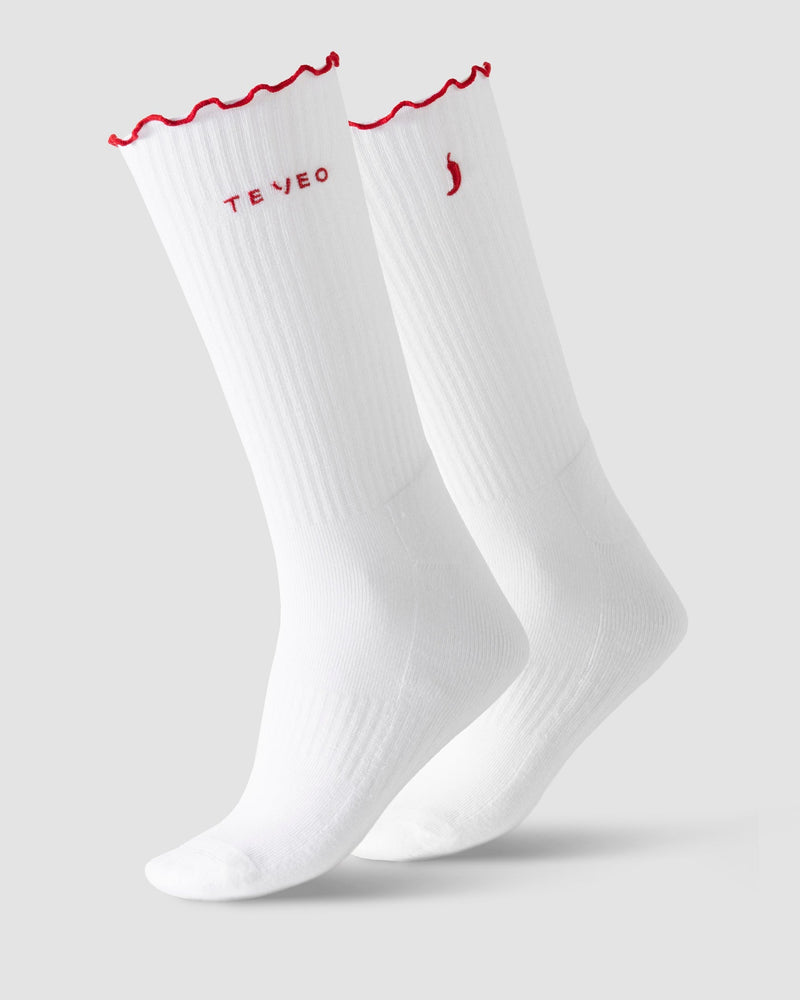 Valentine Ruffle Socken (2er-Pack) "Chili Rosa/Chili Weiß"